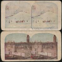 cca 1905 5 db sztereókép: USA, Japán, 9x16 cm