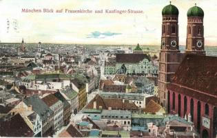 München, Munich; Blick auf Frauenkirche und Kaufinger-Strasse / church, street view (EK)