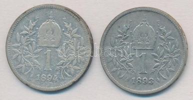 Ausztria 1893-1894. 1K Ag "Ferenc József" (2xklf) T:3 patina
Austria 1893-1894. 1 Corona ...