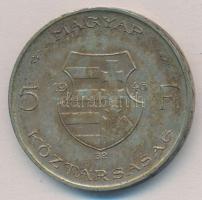 1946. 5Ft Ag "vastag Kossuth" fordított peremirattal T:2 patina, kis ph. 
Adamo F8