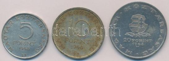1948. 5Ft Ag "Petőfi" + 10Ft Ag "Széchenyi" + 20Ft Ag "Táncsics" - &qu...