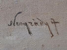 Neogrády Antal (1861-1942): Vadász. Olaj,vászon, jelzett, keretben, 52×82 cm