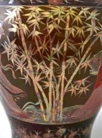 Zsolnay fedeles váza távol keleti jelenettel,kézzel festett lüszter mázzal, jelzett (Geuber Borbála)...