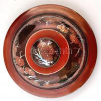 Zsolnay fedeles váza távol keleti jelenettel,kézzel festett lüszter mázzal, jelzett (Geuber Borbála)...