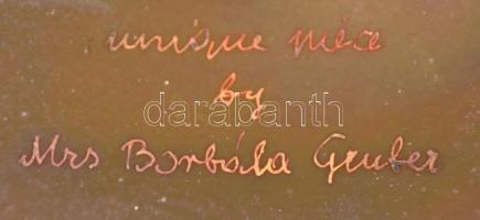 Zsolnay fedeles váza távol keleti jelenettel,kézzel festett lüszter mázzal, jelzett (Geuber Borbála)...