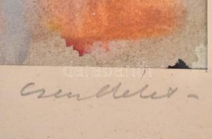 1968 Uhrig Zsigmond (1919-1993): Csendélet 1961. Akvarell, papír, jelzett, üvegezett sérült keretben...