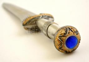 Replika dísz tőr fém hüvellyel, éles pengével, pengehossz: 21,5 cm, teljes hossz: 35 cm