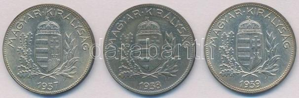 1937-1939. 1P Ag (3xklf) T:1-,2 patina Adamo P6