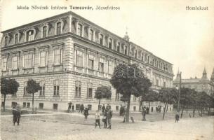 Temesvár, Timisoara; Józsefváros. Iskolanővérek Intézete, homlokzat / nunnery, school, facade - képeslapfüzetből / from postcard booklet (EK)