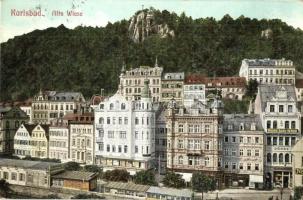1911 Karlovy Vary, Karlsbad; Alte Wiese, Wiener Bank Verein, Börse / street view, bank, stock exchange