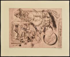 Hincz Gyula (1904-1986): Zene, rézkarc, papír, jelzett, számozott (12/100), 30×39 cm