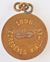 1896. "Pusztaszer / Ezredéves Kiállítás" zománcozott és aranyozott medál füllel, benne ópu...