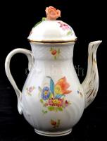 Herendi virágmintás reggeliző készlet: kiöntő, kancsó, 2 db csésze+alj, kistálka, tál, kézzel festet...
