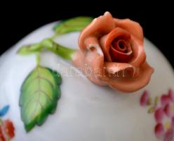 Herendi virágmintás reggeliző készlet: kiöntő, kancsó, 2 db csésze+alj, kistálka, tál, kézzel festet...