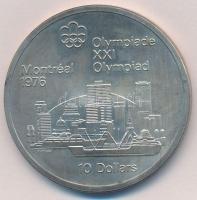 Kanada 1973. 10$ Ag Montreali Olimpia - Montreal látkép T:1- Canada 1973. 10 Dollars Ag Montreal Olympics - Montreal Skyline C:AU