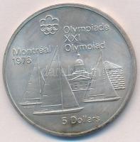 Kanada 1973. 5$ Ag "Montreali olimpia - 'Kingston' vitorlás" T:1- kis patina Canada 1973. 5 Dollars Ag "Montreal Olympic Games - Sailboat 'Kingston'" C:AU small patina Krause KM#84