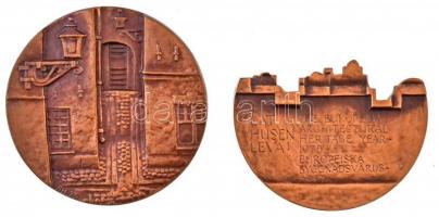 Svédország 1975. "Európai Építészeti Örökség Éve" két darabból álló Br emlékplakett, számo...