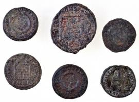 Római Birodalom 6db-os vegyes római rézpénz tétel a Kr. u. III-IV. századból, közte Maxentius, II. C...