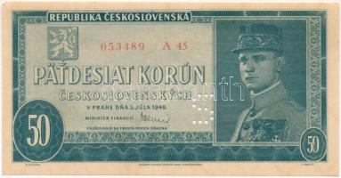 Csehszlovákia 1948. 50K "S" mint minta perforációval T:I-  Czechoslovakia 1948. 50 Korun with "S" as specimen perforation C:AU Krause 66.s