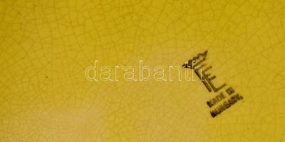 Fischer Emil áttört szögletes kaspó, kézzel festett mázas porcelánfajansz, jelzett, hajszálrepedésse...