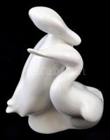 Royal Dux kacsa pár, fehér mázas, jelzett, hibátlan, m:17,5 cm