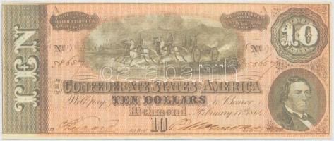 Amerikai Konföderációs Államok / Virginia / Richmond 1864. 10$ replika T:I-,II The Confederate States of Amerika / Virginia / Richmond 1864. 10 Dollars replica C:AU,XF