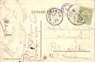 1907 Pécs, Országos kiállítás, Nagy iparcsarnok + Pécsi országos kiállítás pecsét (ázott sarok / wet...