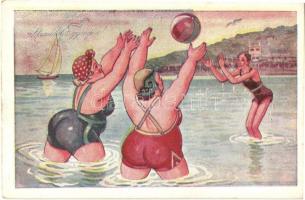 "Kellemes hullámverés" "Strandélet gyönyöre" "Az árnyékot is jól kell megvá...