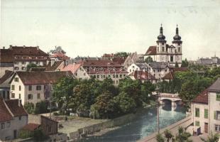 1908 Donaueschingen, Gesamtansicht mit Kirche und Dona / general view, church, river Danube