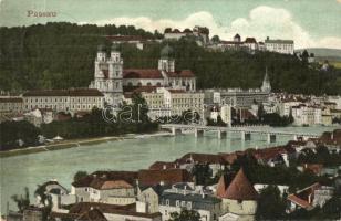 1910 Passau, general view, river bank, church