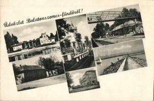 Balatonszemes, Faluszemes; Vasútállomás, Fürdő, Móló, villa, üdülő