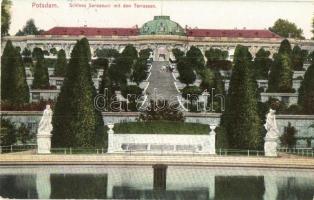 1908 Potsdam, Schloss Sanssouci mit den Terrassen