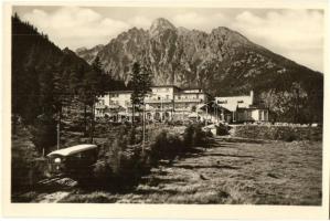 Tátra, Vysoké Tatry; Tarajka, fogaskerekű a szállodával / Hrebienok, zotavovna ROH - Zdravá generácia / hotel and funicular