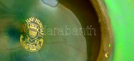 Zsolnay eozin mázas  tálka (Pécs főterével), jelzett, hibátlan, d:11 cm