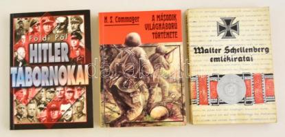 3 db II. világháborúval, nácikkal foglalkozó könyv: Walter Schellenberg emlékiratai, A második világháború története, Hitler tábornokai.