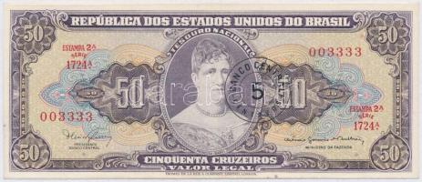 Brazília 1967. 50C 5 CENTAVOS felülbélyegzéssel T:I,I- Brazil 1967. 50 Cruzeiros with 5 CENTAVOS overprint C:UNC,AU Krause 184