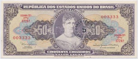 Brazília 1967. 50C "5 CENTAVOS" felülbélyegzéssel T:I,I- Brazil 1967. 50 Cruzeiros with "5 CENTAVOS" overprint C:UNC,AU Krause 184