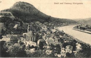Königstein, Stadt und Festung / general view, castle, church, river