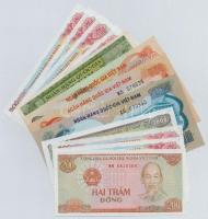 Vietnam 1955-1988. 12db-os vegyes bankjegy tétel, közte 1988. 500D 4db sorszámkövető (2+2) T:I,II Viet Nam 1955-1988. 12pcs of various banknotes, inxluding 1988. 500 Dong 4pcs of sequential serials (2+2) C:UNC,XF