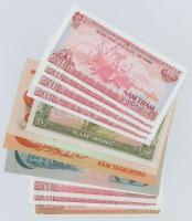 Vietnam 1955-1988. 12db-os vegyes bankjegy tétel, közte 1988. 500D 4db sorszámkövető (2+2) T:I,II
V...