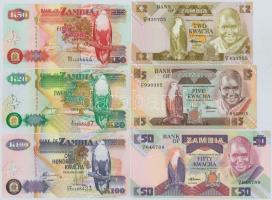 Zambia 1986-2008. 2K-100K (6xklf) T:I Zambia 1986-2008. 2 Kwacha - 100 Kwacha (6xdiff) C:UNC