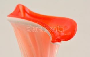 Dekoratív fújt váza, több rétegű, jelzés nélkül, hibátlan, m: 18,5 cm