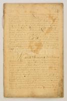 1750 Halmi és Túrterebes közti határjárás jegyzőkönyve, latin nyelven, sérült papírflezetes viaszpec...