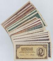 Vegyes: 20db-os pengő bankjegy tétel, benne 1946. 10.000.000MP (6x) különböző színárnyalatok T:III