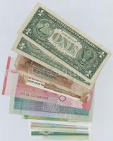 11db-os vegyes külföldi bankjegy tétel, közte Amerikai Egyesült Államok, Egyiptom, India, Paraguay T...