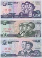 Észak-Korea 2002. 5W + 10W + 50W mindhárom MINTA T:I North Korea 2002. 5 Won + 10 Won + 50 Won all three SPECIMEN C:UNC