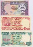 Indonézia 1982. 500R + 1984. 100R + Kuvait 1980. (1968) 1/2D T:I-,III Indonesia 1982. 500 Rupiah + 1984. 100 Rupiah + Kuwait 1980. (1968) 1/2 Dinar C:AU,F