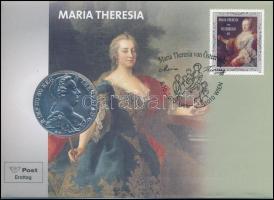 Ausztria 1780SF Tallér Ag Mária Terézia utánveret bélyeges borítékban alkalmi bélyegzős bélyeggel T:1 Austria 1780SF Thaler Ag Maria Theresia restrike in coin letter with stamp C:UNC