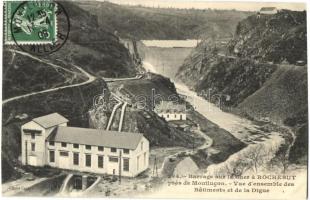 Barrage de Rochebut, Barrage sur le Cher a Rochebut pres de Montlucon, Vue densemble des Batiments et de la Digue / river, dam, houses. TCV card
