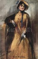 Still waiting / Elegant lady in expectation, B.K.W.I. Nr. 860/ 4 ,artist signed